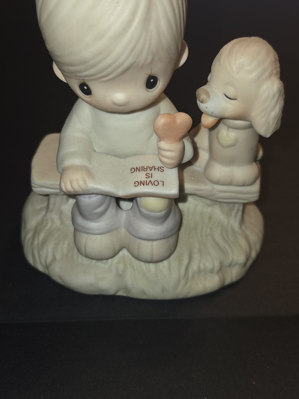 Enesco VTG Jonathan & David "Loving Is Sharing" 1979 Porcelain Girl Dog